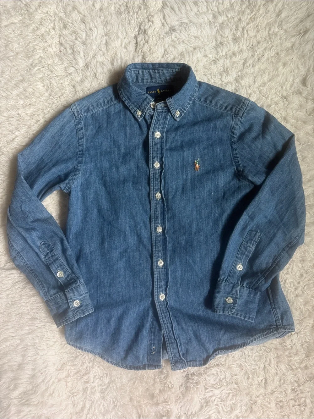 Ralph Lauren Kids Indigo Button-Down Denim Shirt 8